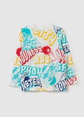 Ovs Cotton T-Shirt With Print And Long Sleeves